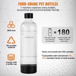 Soodavesikone ABS-runko sähkötön 2 kpl 1 L BPA-vapaita PET-pulloja kotikäyttöön