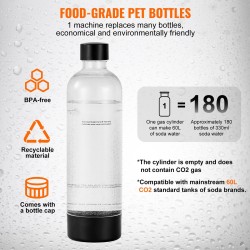 Soodavesikone ABS-runko 2 kpl 1 l BPA-vapaat PET-pullot 2 CO2-sylinteriä kotikäyttöön