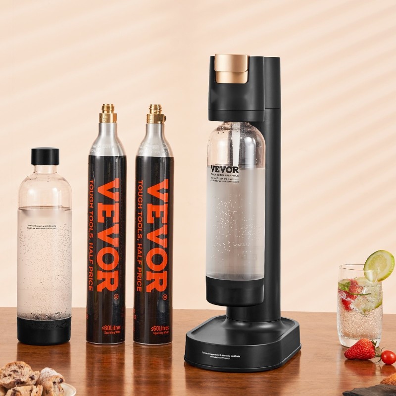 Soodavesikone ABS-runko 2 kpl 1 l BPA-vapaat PET-pullot 2 CO2-sylinteriä kotikäyttöön