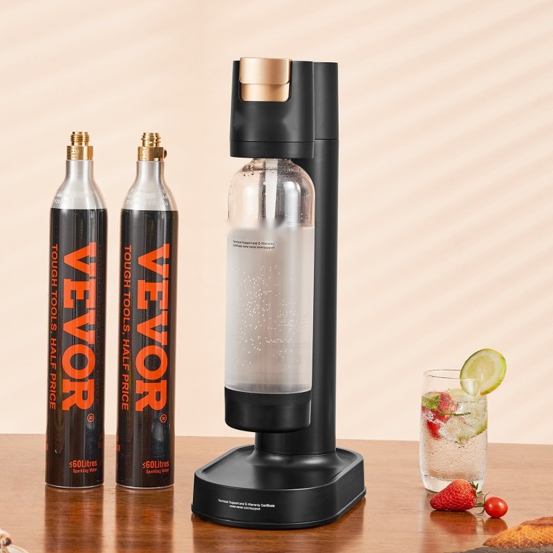 Hiilihapotuslaite kotikäyttöön muovinen runko BPA-vapaa 1 l PET-pullo 2 CO2-sylinteriä