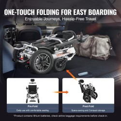 Sähköpyörätuoli kokoontaitettava alumiiniseos istuimen leveys 50,8 senttimetriä kantavuus 136 kilogrammaa säädettävä selkänoja