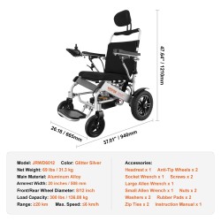 Sähköpyörätuoli kokoontaitettava alumiiniseos istuimen leveys 50,8 senttimetriä kantavuus 136 kilogrammaa säädettävä selkänoja