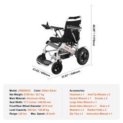 Sähköpyörätuoli taittuva alumiiniseosrunko 136 kg kantavuus säädettävä selkänoja 20 km toimintamatka