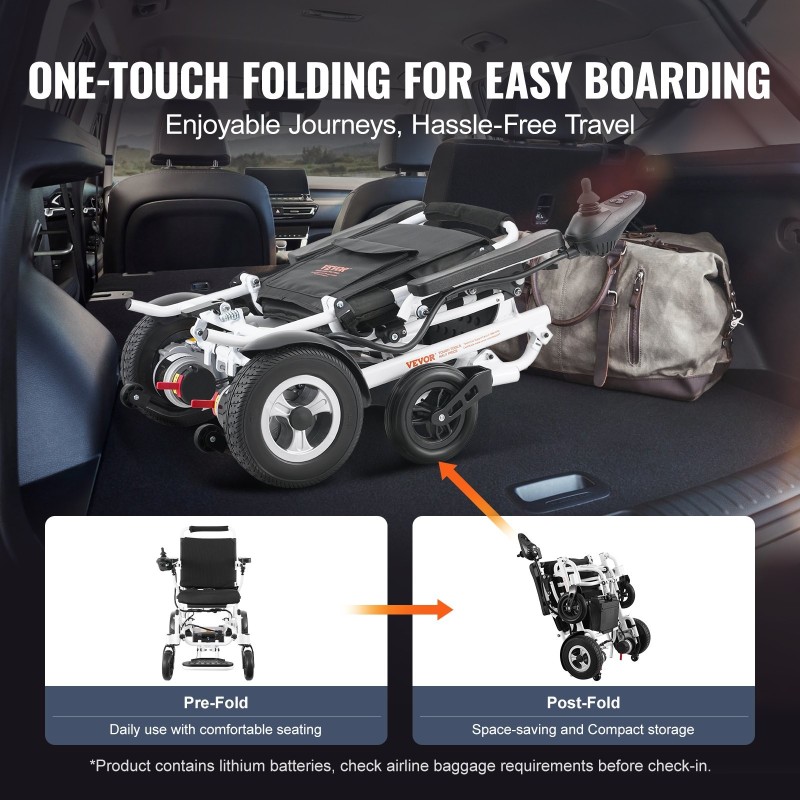 Taitettava alumiinirunkoinen sähköpyörätuoli kantavuus 136 kg toimintasäde 20 km