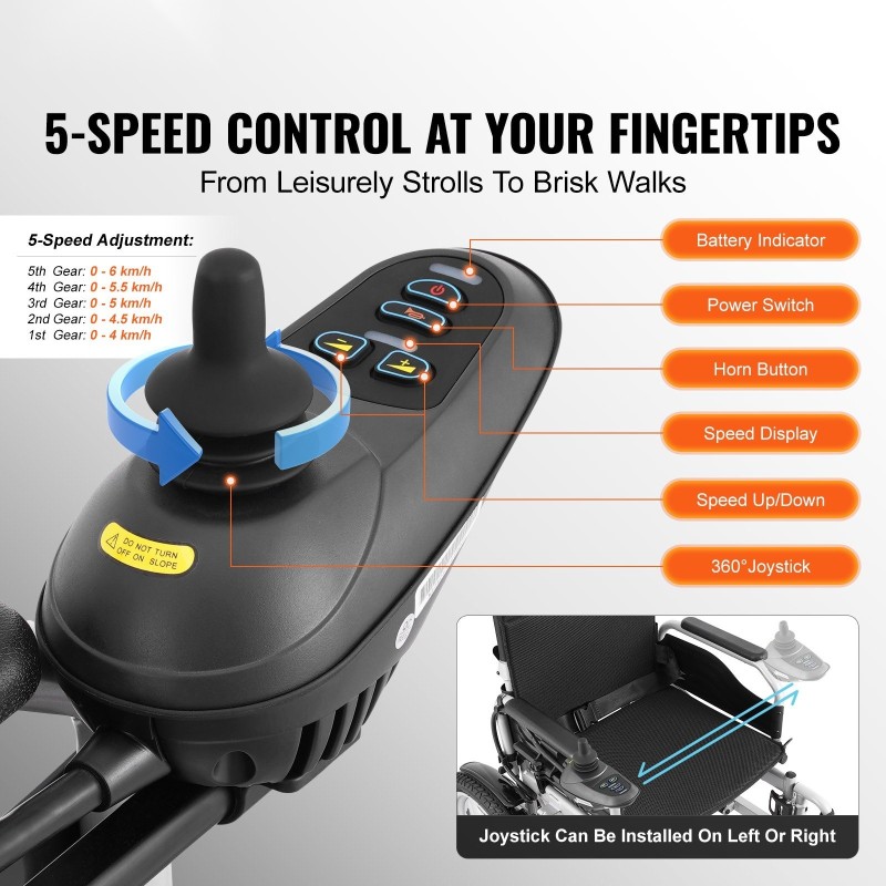 Sähköinen taittuva pyörätuoli hiiliteräs kantavuus 120 kg iskunvaimennetut renkaat säädettävä selkänoja