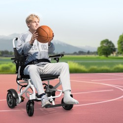 Sähköpyörätuoli alumiiniseosrunko taitettava kevyt 136 kg kantavuus 53 cm istuinleveys aikuisille