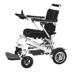 Sähköpyörätuoli alumiiniseosrunko taittuva kevyt 136 kg kantavuus 21 km ajomatka