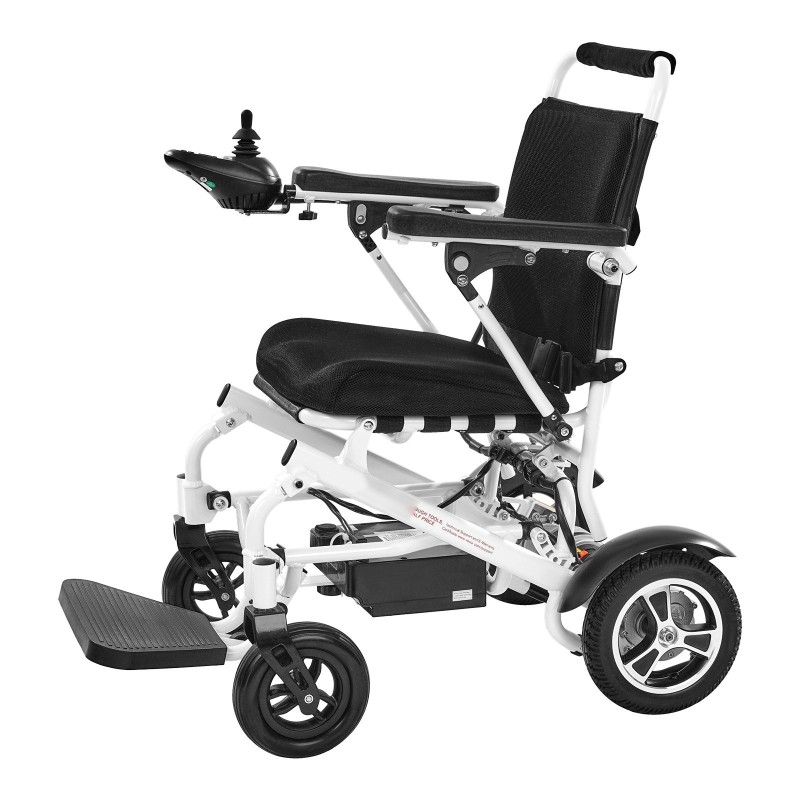 Sähköpyörätuoli alumiiniseosrunko taittuva kevyt 136 kg kantavuus 21 km ajomatka