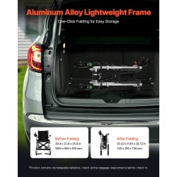 Sähköpyörätuoli alumiiniseosrunko kevyt 100 kg kantavuus kokoontaitettava 19,3 km toimintasäteellä