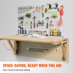 Seinäkiinnitteinen taittopöytä mäntypuinen pöytälevy 800 x 600 mm rautaisella kannattimella pieniin tiloihin