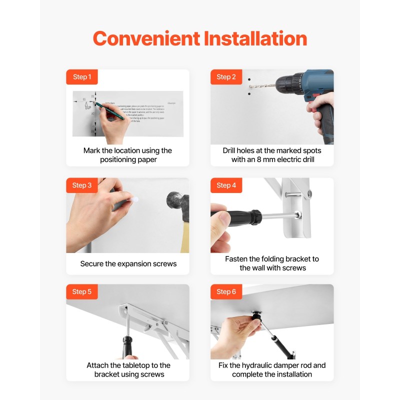 Seinään kiinnitettävä taittopöytä lastulevy 600 x 400 mm kantaa 23 kg