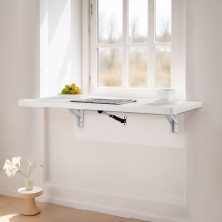 Seinään kiinnitettävä taittopöytä lastulevy valkoinen 1200 x 500 mm kuormankesto 91 kg