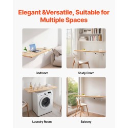 Seinäpöytä taittuva kumipuinen 1200 x 500 mm seinään kiinnitettävä