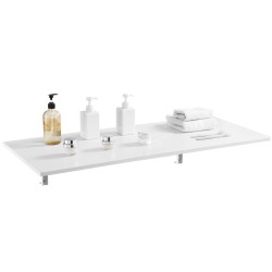 Seinään kiinnitettävä lastulevyinen taittopöytä 110 x 46 cm rautakiinnikkeillä