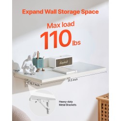 Seinäkiinnitettävä taittopöytä lastulevy 800 x 400 mm 50 kg kantavuus kotitoimistoon