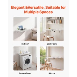 Seinäkiinnitettävä taittopöytä lastulevy 800 x 400 mm 50 kg kantavuus kotitoimistoon