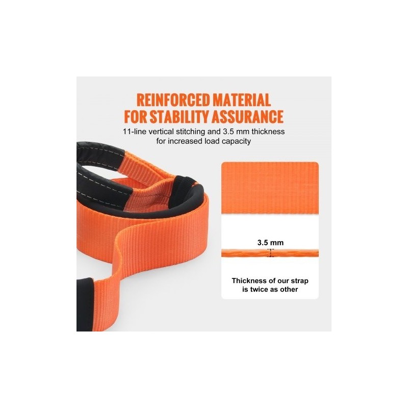 Hinausliina polyesteristä 7,6 cm 2,4 m 16329 kg kolmoisvahvistetut lenkit ajoneuvojen hinaukseen