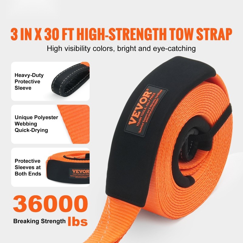 Polyesterinen vetoliina 7,6 cm leveä 9,1 m pitkä 16329 kg murtolujuus shakkelit