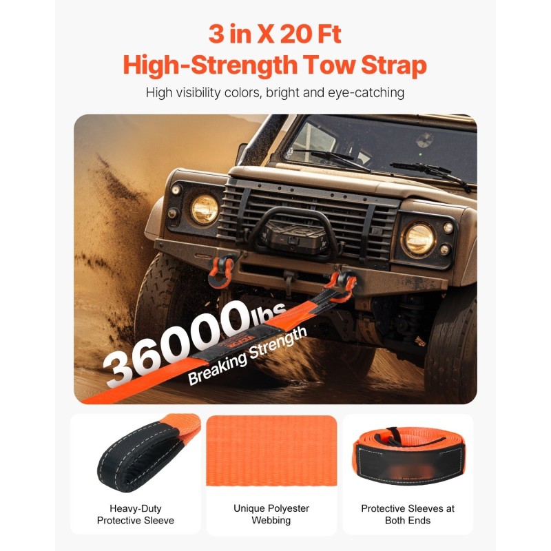 Polyesterinen hinausliina 76,2 mm x 6,1 m 16329 kg murtolujuus