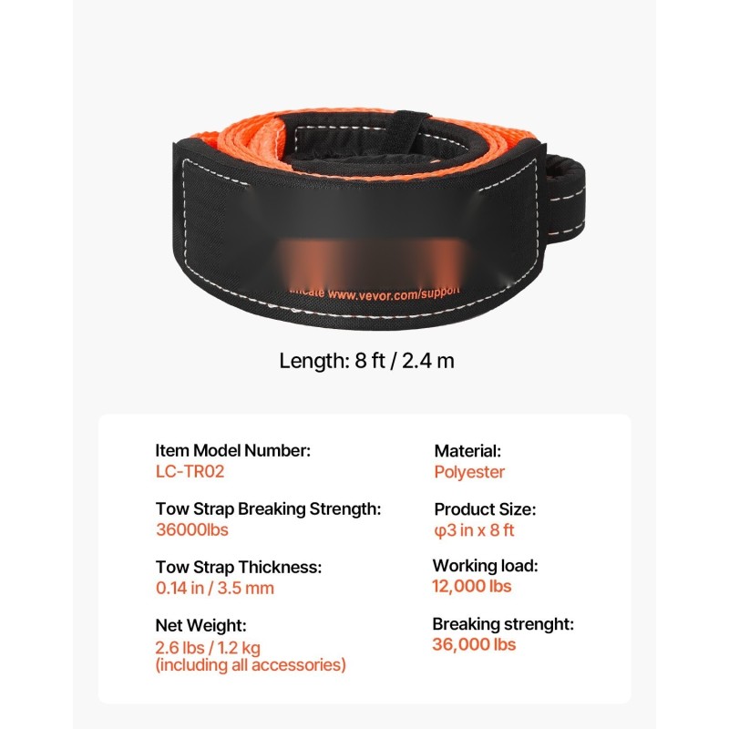 Vetoliina polyesteri 76,2 mm 2,4 m murtolujuus 16329 kg vahvistetut lenkit