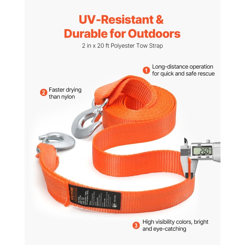 Vetohihna polyesteristä 50,8 millimetriä leveä 6,1 metriä pitkä murtolujuus 7711 kilogrammaa ajoneuvoille