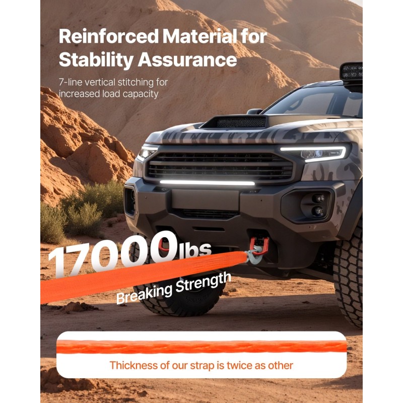 Vetohihna polyesteristä 50,8 millimetriä leveä 6,1 metriä pitkä murtolujuus 7711 kilogrammaa ajoneuvoille