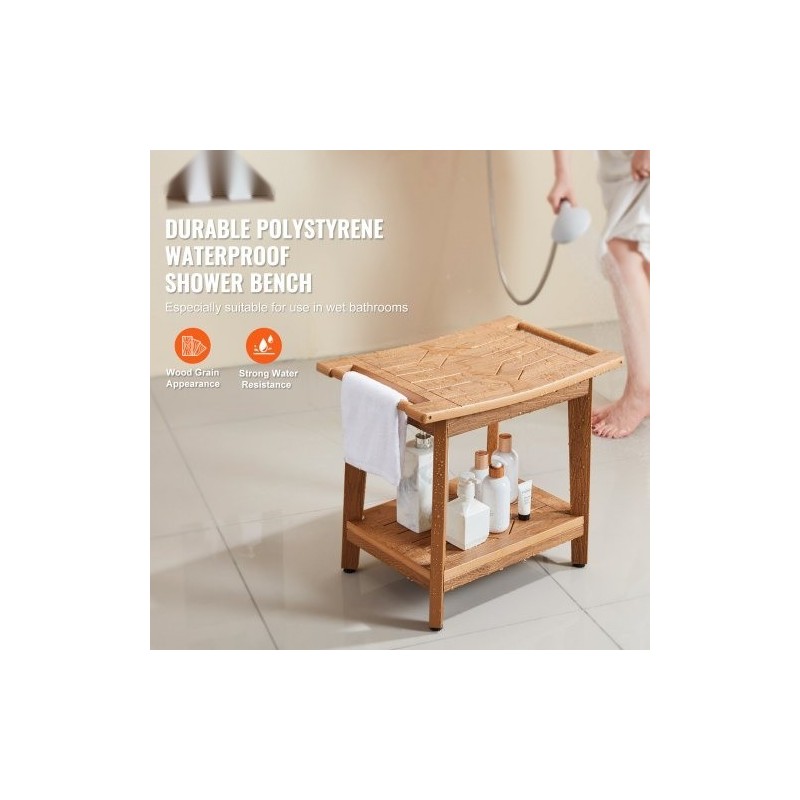 Suihkupenkki polystyreeninen 530×355×470 mm kantavuus 158,8 kg säilytystasolla