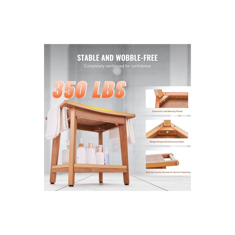 Suihkupenkki polystyreeninen 530×355×470 mm kantavuus 158,8 kg säilytystasolla