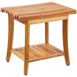 Teak puinen suihkupenkki vedenkestävä säilytyshyllyllä 500x363x455 mm 180 kg kantavuus