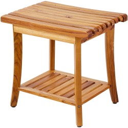 Teak-puinen suihkupenkki vedenkestävä säilytyshyllyllä 500x363x455 mm 180 kg kantavuus
