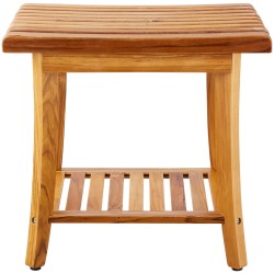 Teak-puinen suihkupenkki vedenkestävä säilytyshyllyllä 500x363x455 mm 180 kg kantavuus
