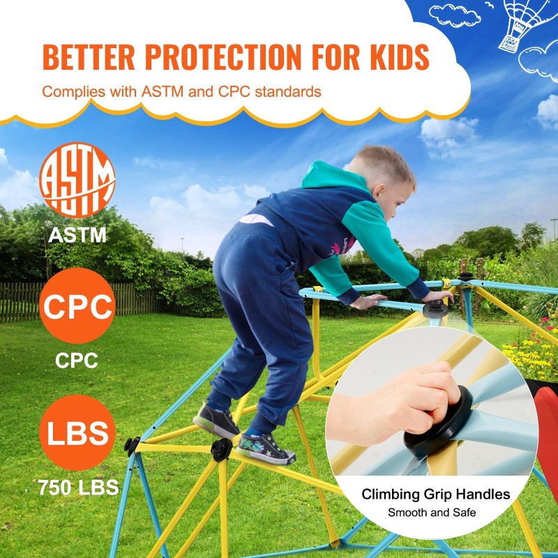 Kiipeilykupoli liukumäellä kuumasinkitty teräs 183×244×91,5 cm 3–9-vuotiaille