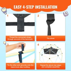 Riippumatto kiipeilykupoliin 10 ft musta PP-verkko kantavuus 158 kg lapsille