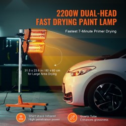 Infrapunakuivauslamppu 2200W ajastin 1–60 min säädettävä korkeus liikuteltava jalusta pyörillä