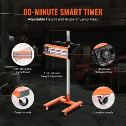 Infrapunakuivain 1500W ajastimella 1–60 min korkeussäädettävä jalusta maalipinnoille