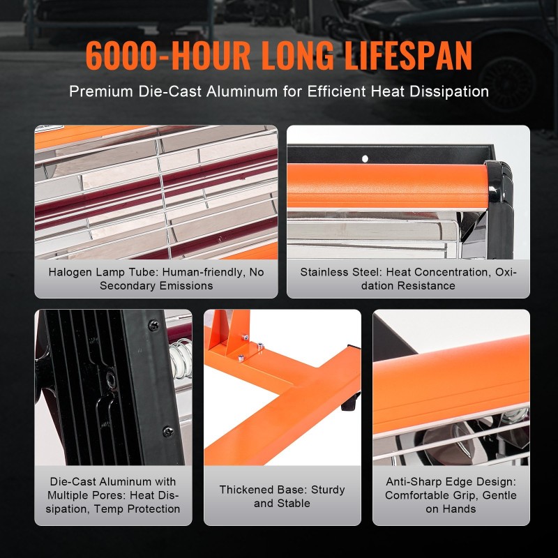 Infrapunakuivain 1500W ajastimella 1–60 min korkeussäädettävä jalusta maalipinnoille