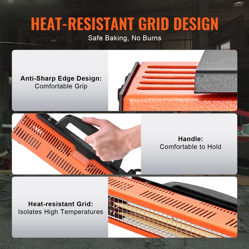 Infrapunakuivauslamppu tuhannen watin käsikäyttöinen ruostumaton teräs ja alumiini auton ja pintojen kuivaukseen