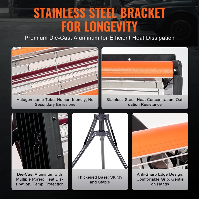 Infrapunalamppu 2000 watin kaksikäyttöinen käsikäyttö ja teline autoille ja huonekaluille