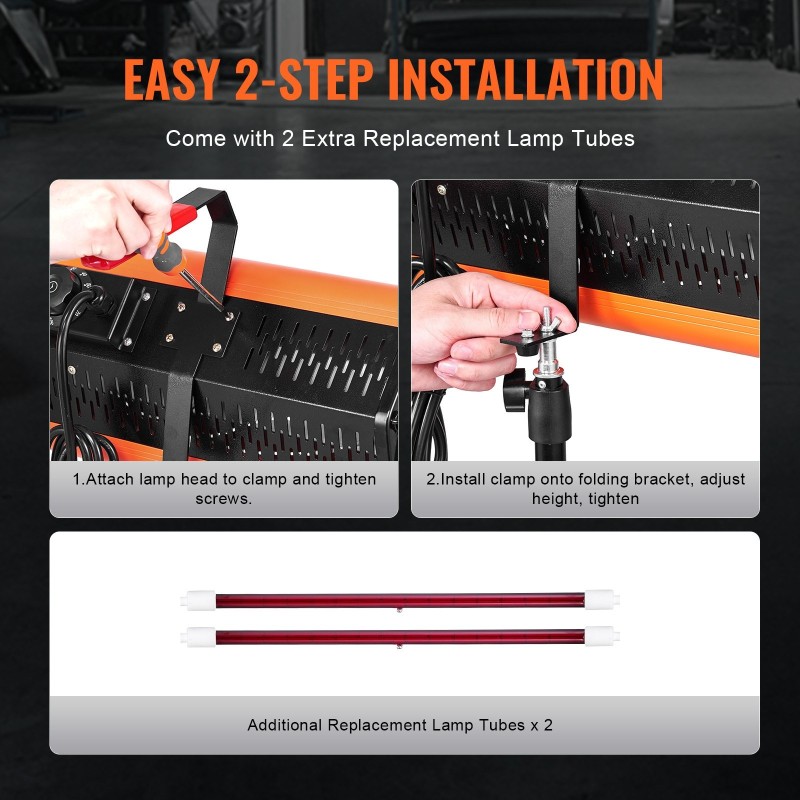 Infrapunalamppu 2000 watin kaksikäyttöinen käsikäyttö ja teline autoille ja huonekaluille