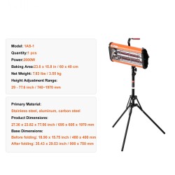 Infrapunalamppu 2000 watin kaksikäyttöinen käsikäyttö ja teline autoille ja huonekaluille