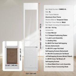 Koiranovi liukuvalle lasiovelle alumiinikehyksellä karkaistulla lasilla säädettävä korkeus 1927–2049 mm