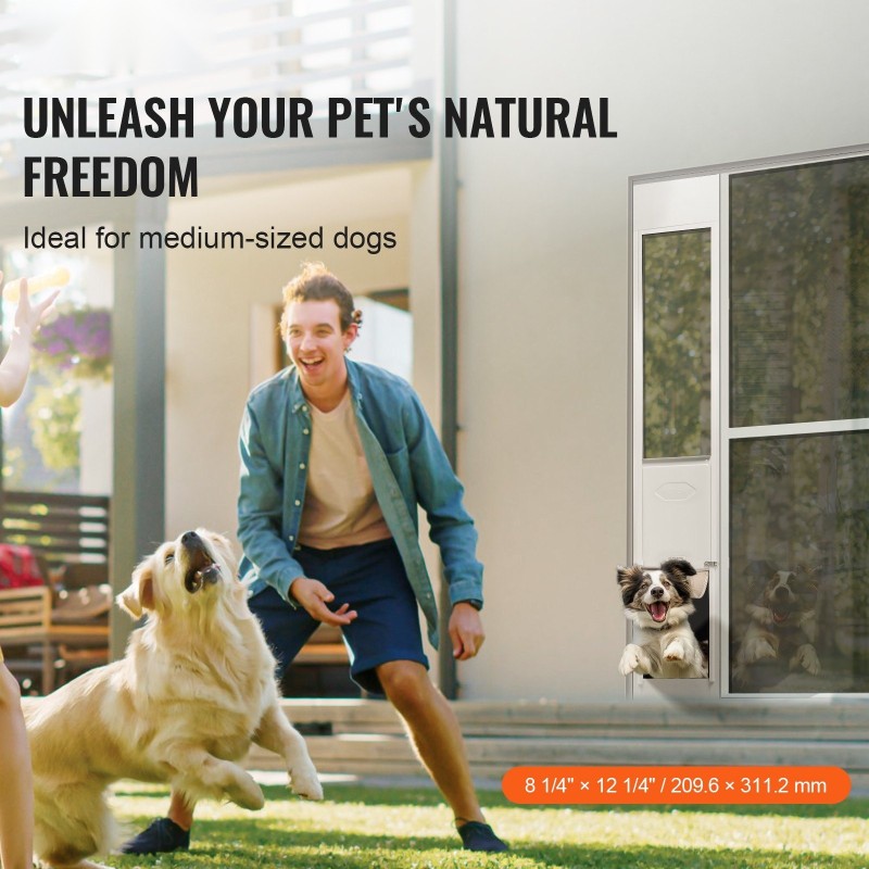 Lemmikkiovi liukuvalle lasiovelle alumiinikehyksellä karkaistusta lasista säädettävä korkeus 1927–2049 mm