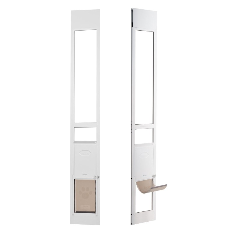 Lemmikkiovi liukuvalle lasiovelle alumiinikehyksellä karkaistusta lasista säädettävä korkeus 1927–2049 mm