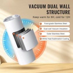 Suorat sublimaatiotermosmukit elintarvikekelpoinen ruostumaton teräs 591,5 ml 12 kpl