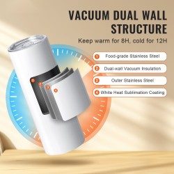 Suorat sublimaatiomukit elintarvikelaatuinen ruostumaton teräs 887 ml 8 kpl kaksoisseinäiset