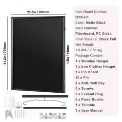 Pelipaitakehys 590×790×40 mm puu ja kuitulevyrunko PC-lasi 98 % UV-suojalla lukittava