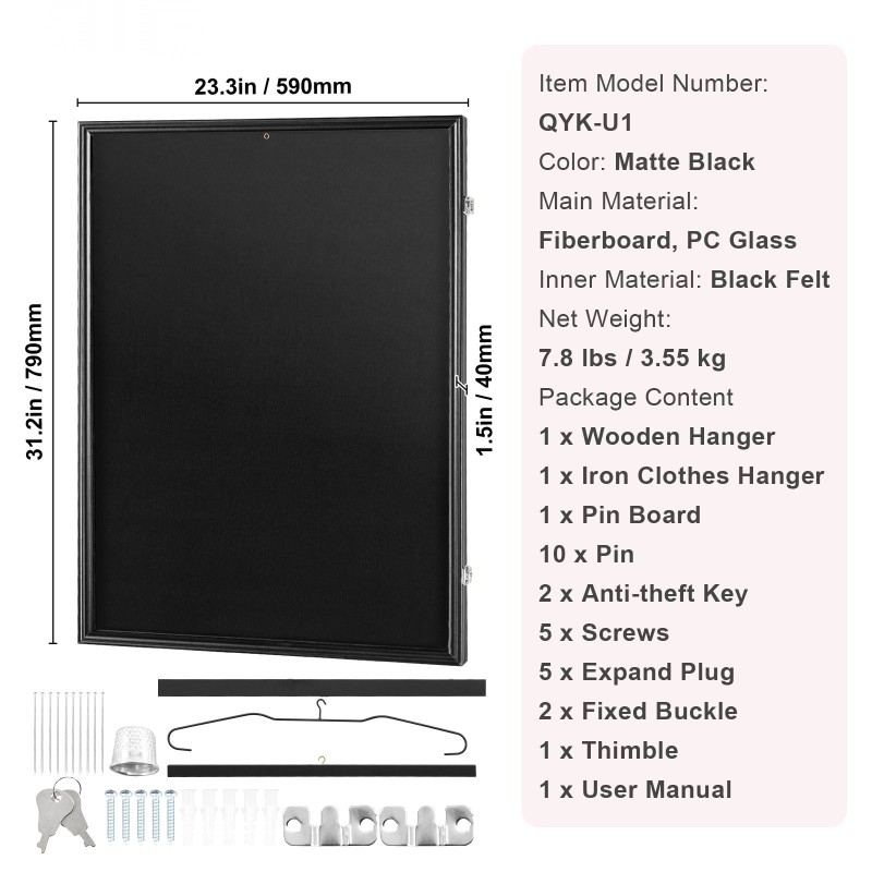 Pelipaitakehys 590×790×40 mm puu ja kuitulevyrunko PC-lasi 98 % UV-suojalla lukittava