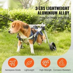 Koiran pyörätuoli ilmailuluokan alumiinirunko säädettävä pieni takajaloille