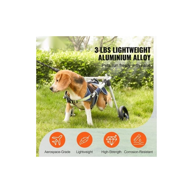 Koiran pyörätuoli ilmailuluokan alumiinirunko säädettävä pieni takajaloille