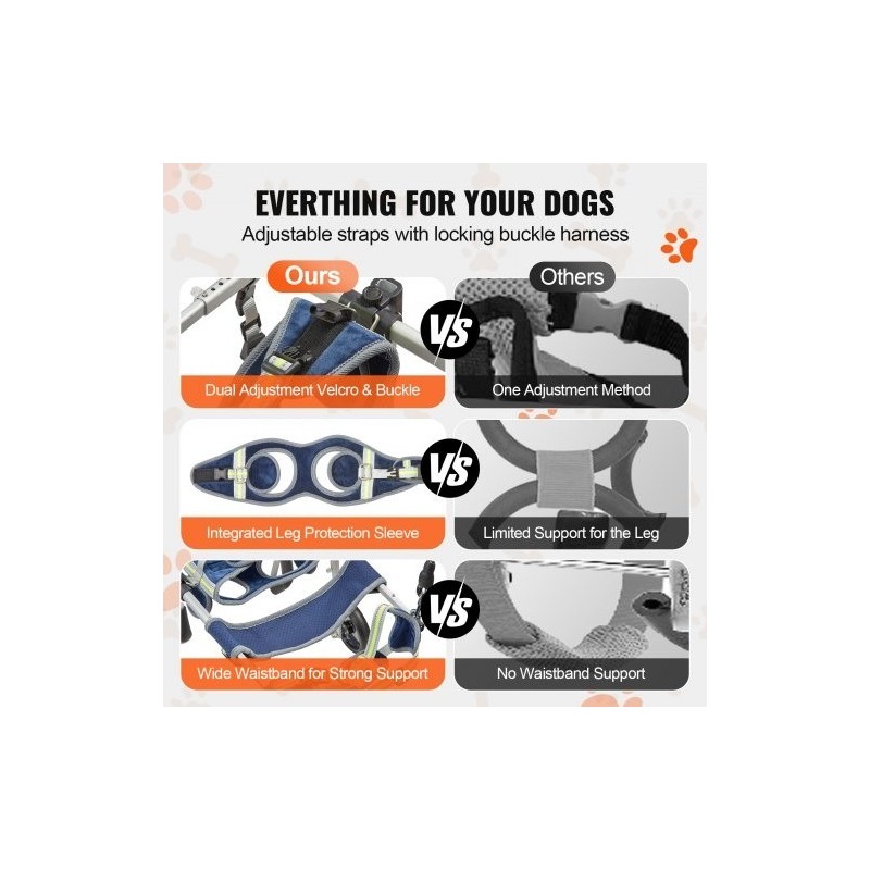 Koiran pyörätuoli ilmailuluokan alumiinirunko säädettävä pieni takajaloille